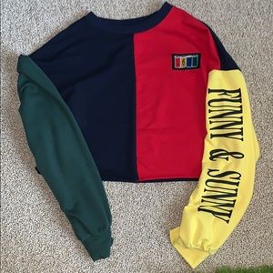 color block cropped long sleeve